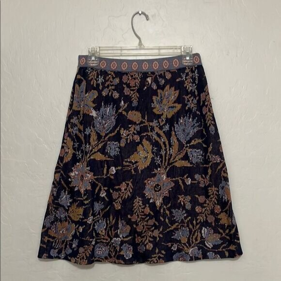 Peruvian Connection Floral Patterned A-Line Skirt Feminine Bohemian - Picture 3 of 6